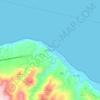 Topografische kaart Acqualadroni, hoogte, reliëf