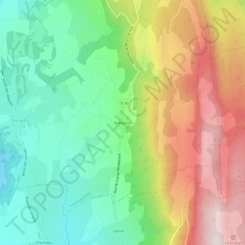Topografische kaart Sothonod, hoogte, reliëf