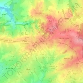 Topografische kaart La Graule, hoogte, reliëf