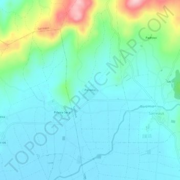 Topografische kaart Perrelos, hoogte, reliëf