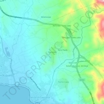 Topografische kaart Niu crobu, hoogte, reliëf