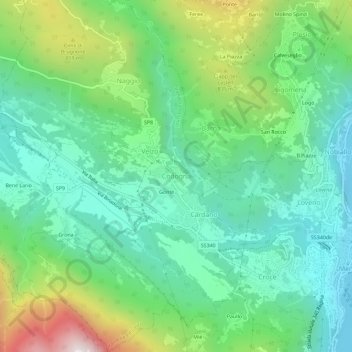 Topografische kaart Codogna, hoogte, reliëf