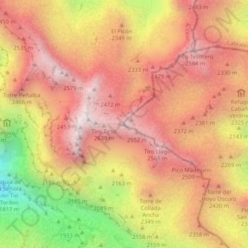 Topografische kaart Torre Blanca, hoogte, reliëf