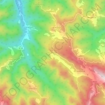 Topografische kaart Roccaberardi, hoogte, reliëf