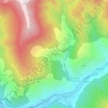 Topografische kaart Costalta, hoogte, reliëf