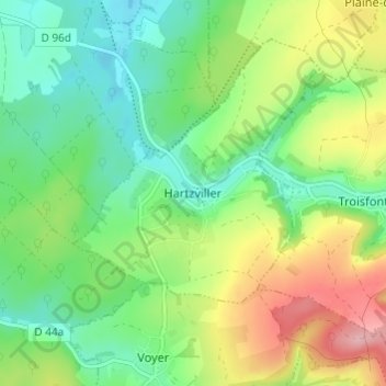 Topografische kaart Hartzviller, hoogte, reliëf