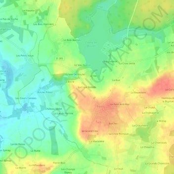 Topografische kaart La Croix Notelle, hoogte, reliëf
