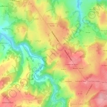 Topografische kaart Picq, hoogte, reliëf