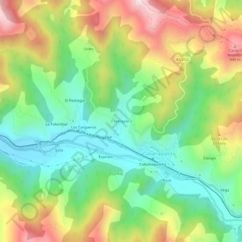 Topografische kaart Serrapio, hoogte, reliëf