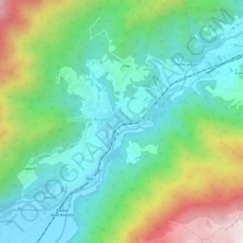 Topografische kaart Canetra, hoogte, reliëf