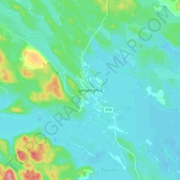 Topografische kaart Savonranta, hoogte, reliëf