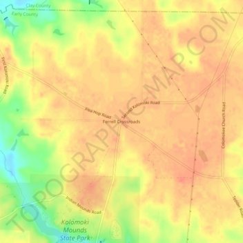 Topografische kaart Ferrell Crossroads, hoogte, reliëf