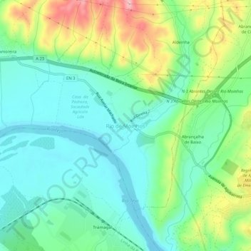 Topografische kaart Rio de Moinhos, hoogte, reliëf