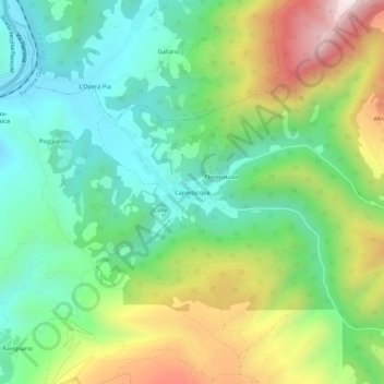 Topografische kaart Capodacqua, hoogte, reliëf
