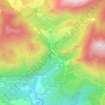 Topografische kaart Tíscar, hoogte, reliëf