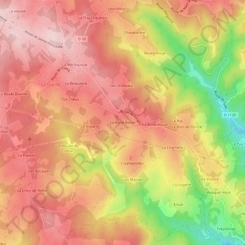 Topografische kaart La Borie Basse, hoogte, reliëf