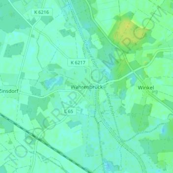 Topografische kaart Wahrenbrück, hoogte, reliëf
