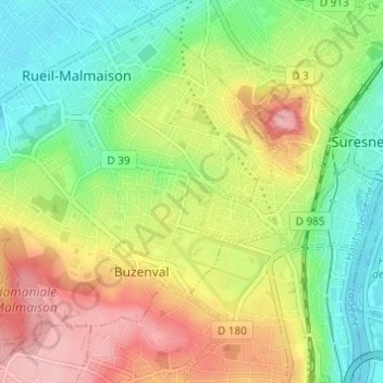 Topografische kaart Résidence la Lutèce, hoogte, reliëf