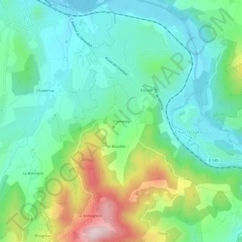 Topografische kaart Fromenty, hoogte, reliëf