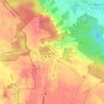 Topografische kaart Wulkow, hoogte, reliëf