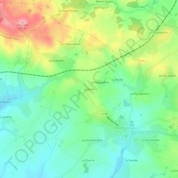 Topografische kaart La Jarrie, hoogte, reliëf