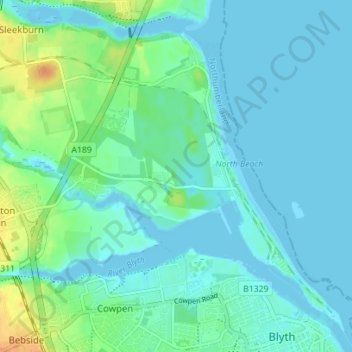 Topografische kaart Cambois, hoogte, reliëf