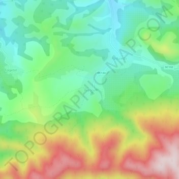 Topografische kaart Bujoru, hoogte, reliëf