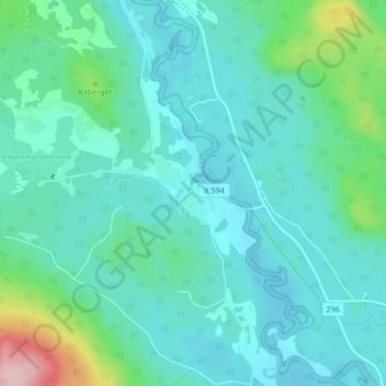 Topografische kaart Voxnabruk, hoogte, reliëf