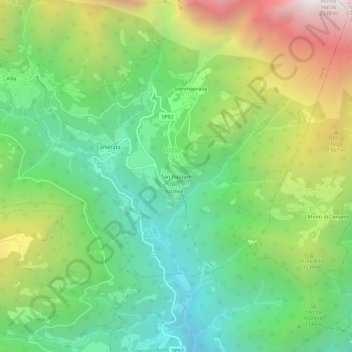 Topografische kaart San Nazzaro, hoogte, reliëf
