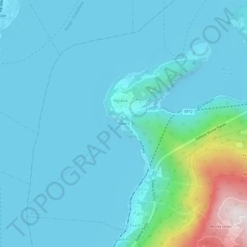 Topografische kaart Rivetta, hoogte, reliëf