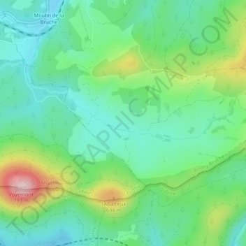 Topografische kaart Le Hang, hoogte, reliëf