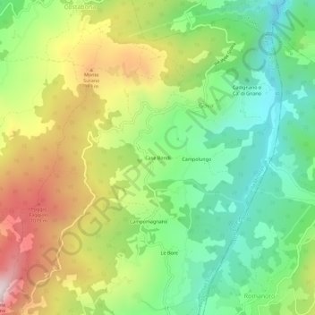 Topografische kaart Case Bondi, hoogte, reliëf