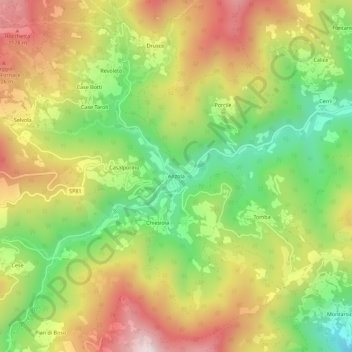Topografische kaart Anzola, hoogte, reliëf