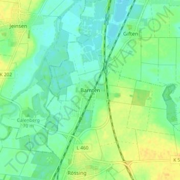 Topografische kaart Barnten, hoogte, reliëf
