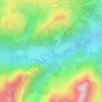 Topografische kaart Zug, hoogte, reliëf