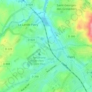 Topografische kaart La Briqueterie, hoogte, reliëf