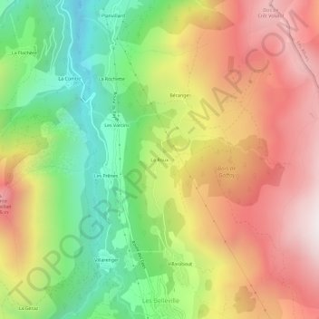 Topografische kaart Le Roux, hoogte, reliëf