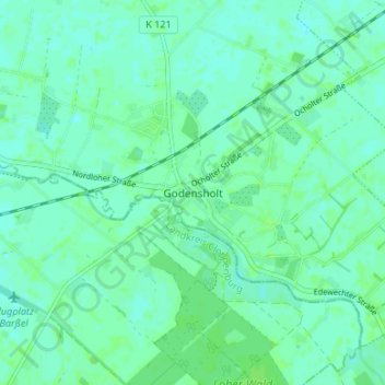 Topografische kaart Godensholt, hoogte, reliëf