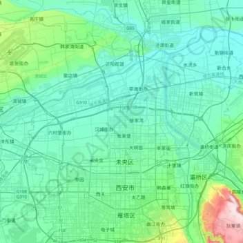 Topografische kaart 西安市, hoogte, reliëf