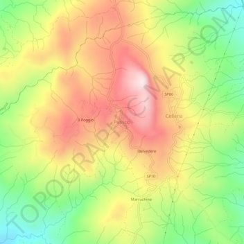Topografische kaart Petricci, hoogte, reliëf