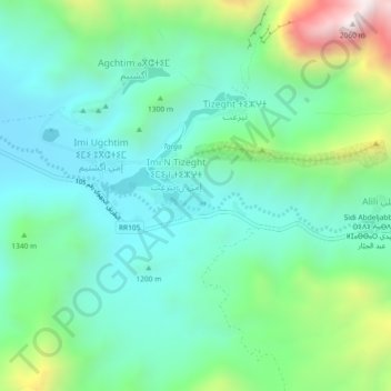 Topografische kaart Anbdour, hoogte, reliëf