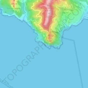 Topografische kaart Cueva de las Palomas, hoogte, reliëf