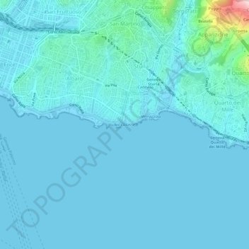 Topografische kaart Boccadasse, hoogte, reliëf