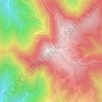 Topografische kaart Kandel, hoogte, reliëf