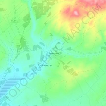 Topografische kaart El Barranquete, hoogte, reliëf