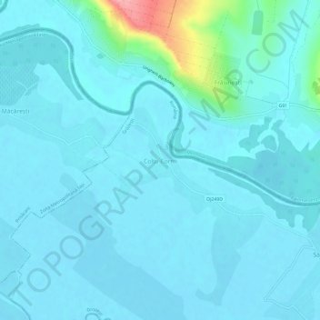 Topografische kaart Colțu Cornii, hoogte, reliëf