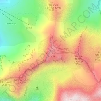 Topografische kaart Le Foué, hoogte, reliëf