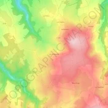 Topografische kaart Les Imbauds, hoogte, reliëf