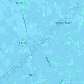 Topografische kaart Hantumerhoek, hoogte, reliëf