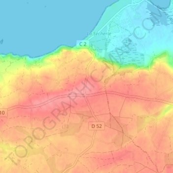 Topografische kaart Lanrivan, hoogte, reliëf